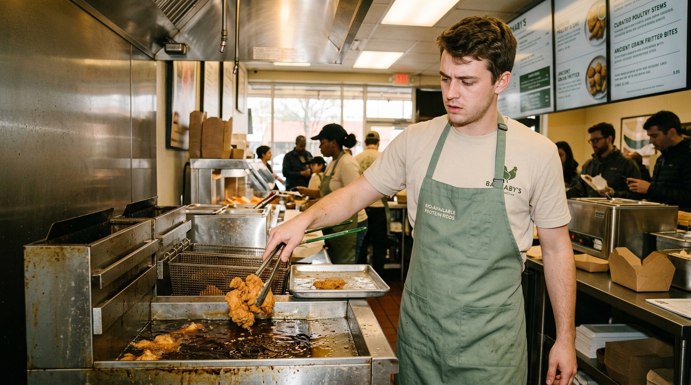 Fast-Food Chain Barnaby’s Chicken Rebrands as Premium Wellness Collective Without Changing Fryer Oil — The Atlanta-based franchise’s overnight shift to "BRNBY" introduces mineral-gray packaging, biomimetic menu items, and a 40 percent increase in average ticket price.