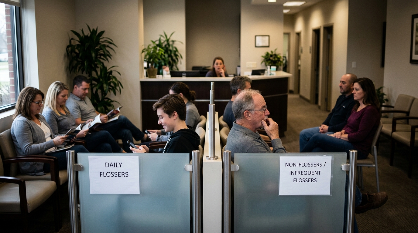 Suburban Dental Clinic Segregates Waiting Room Based on Flossing Compliance — Plaza Dental Partners introduces color-coded wristbands, a public leaderboard, and a spartan 'Sulcus Annex' for negligent patients