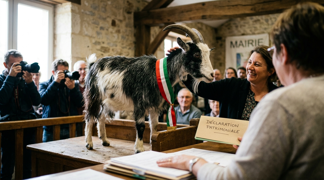 French Town's Newly Elected Goat Mayor Completes First Round of Mandatory Asset Disclosures — Maurice, an Alpine goat elected in a landslide protest vote, successfully declares his salt lick and 1.2 hectares of pasture to municipal ethics inspectors.