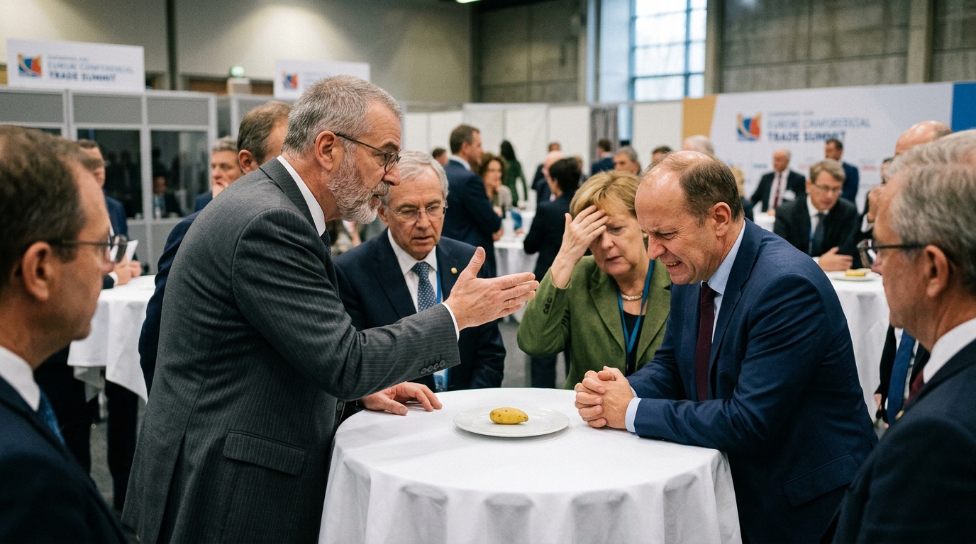 Global Trade Summit Collapses Over Geopolitical Neutrality of Working-Lunch Potato — Negotiators abandon 400-page economic treaty after six-hour deadlock regarding the legal definition of 'firmness' in a steamed tuber.