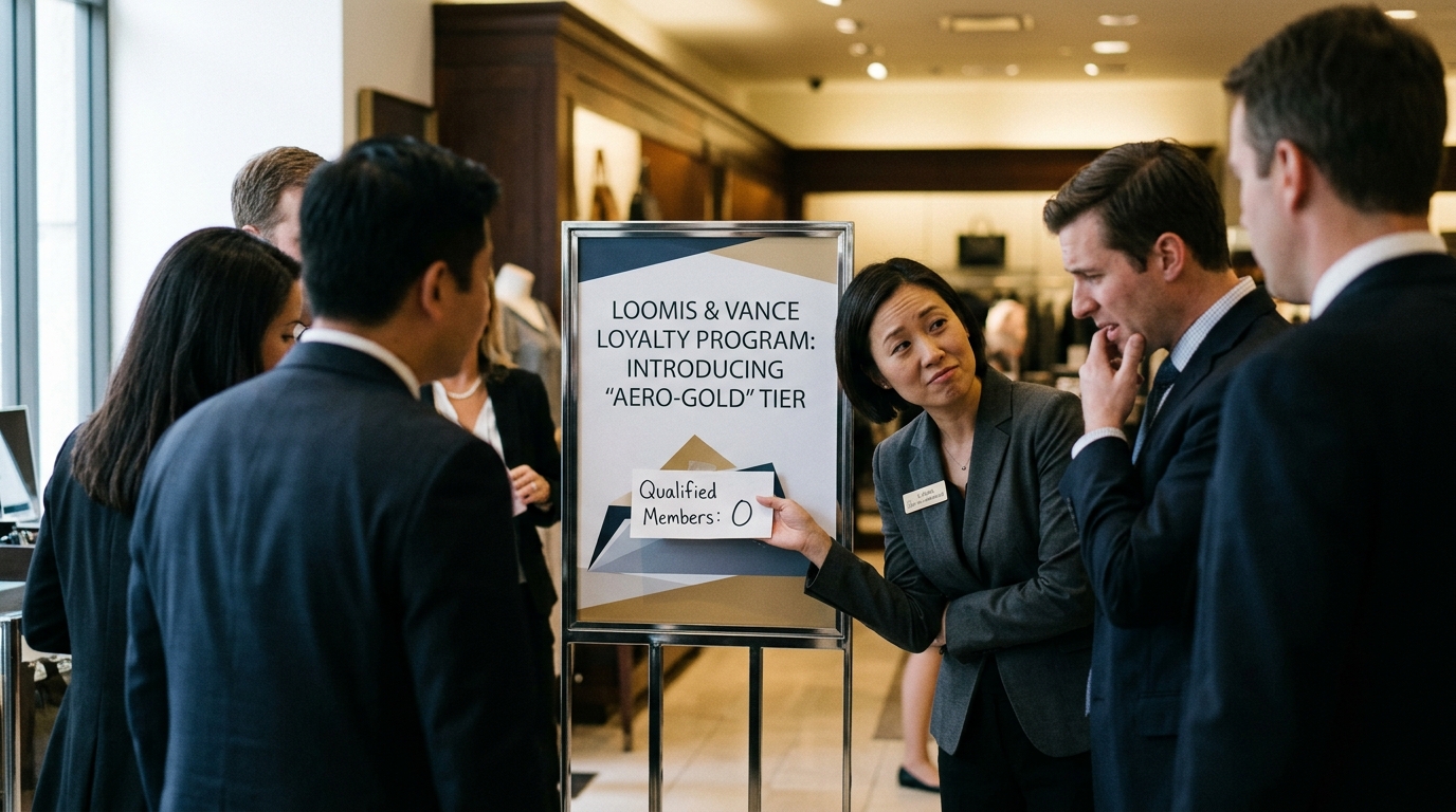 Loomis & Vance Loyalty Program Introduces 'Aero-Gold' Tier with Zero Qualified Members — National home-goods retailer defends premium status level requiring rolling point coefficients and notary-certified receipts.