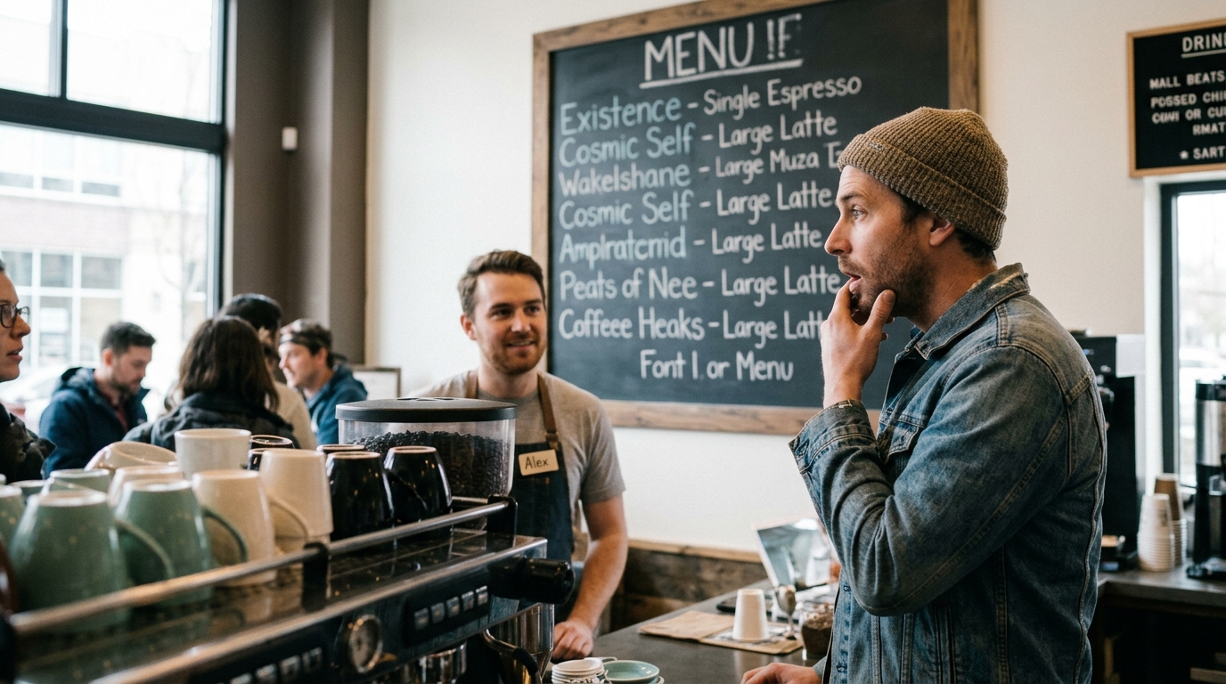Midwest Coffee Chain Replaces Traditional Cup Sizes With Existential Milestones — Customers at Meridian Roasters must now choose between 'The Fleeting Moment' and 'The Heat Death of the Universe' for their morning caffeine fix.