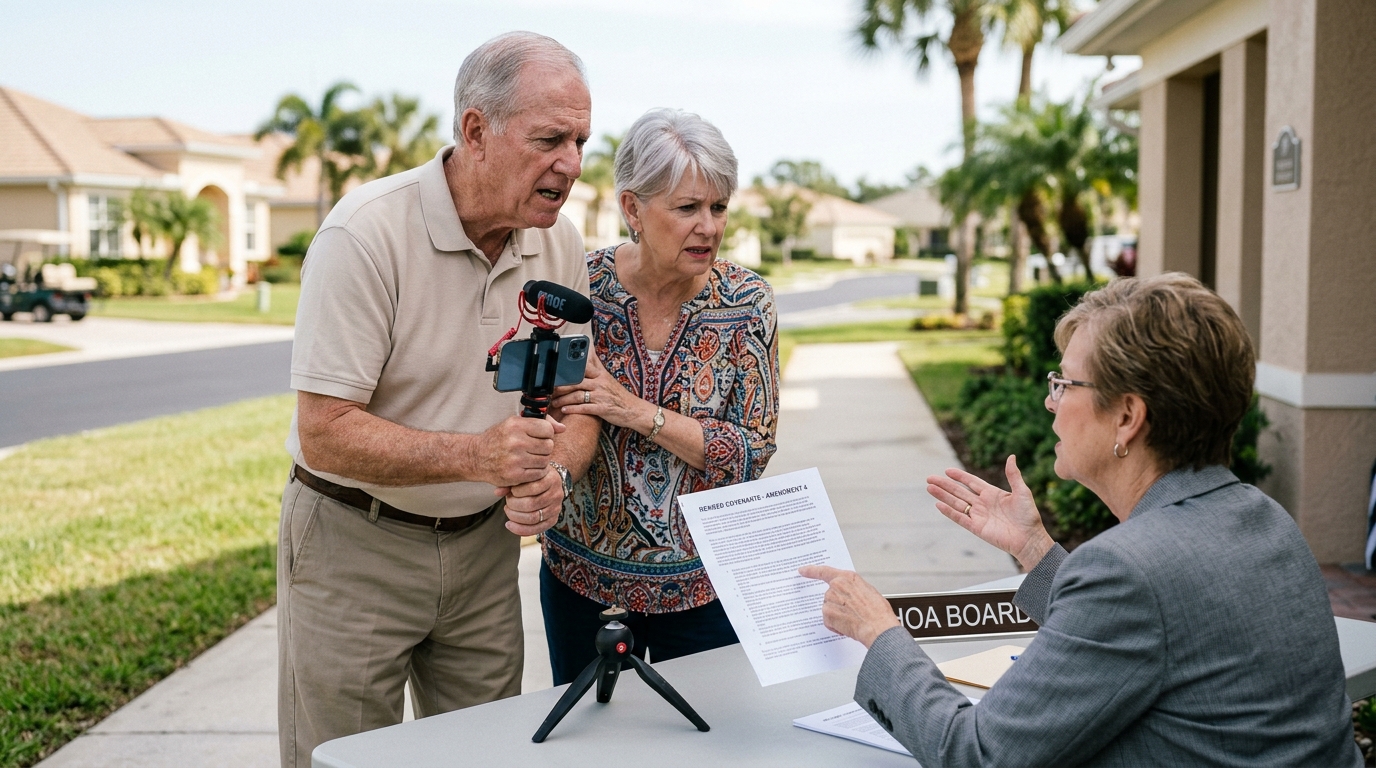 Palm Meadows HOA Imposes Strict Zoning Regulations on Resident Lifestyle Influencers — New bylaws at the Sarasota active-living community mandate permits for ring lights, pre-approval for unboxing videos, and a ban on non-neutral-toned walkers.