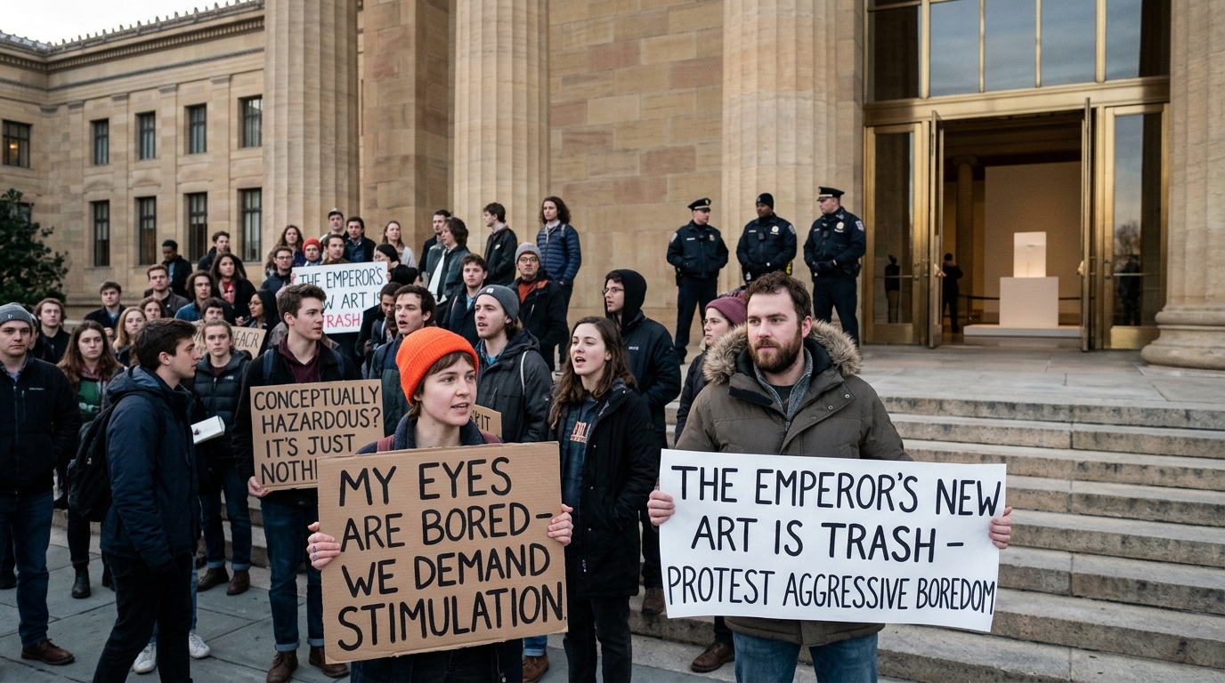 Philadelphia Museum Faces Protests Over Aggressively Unstimulating Art Installation — Local officials threaten to withhold funding for 'Interval 4,' an exhibit featuring only a commercial dehumidifier and a single carpet tile.