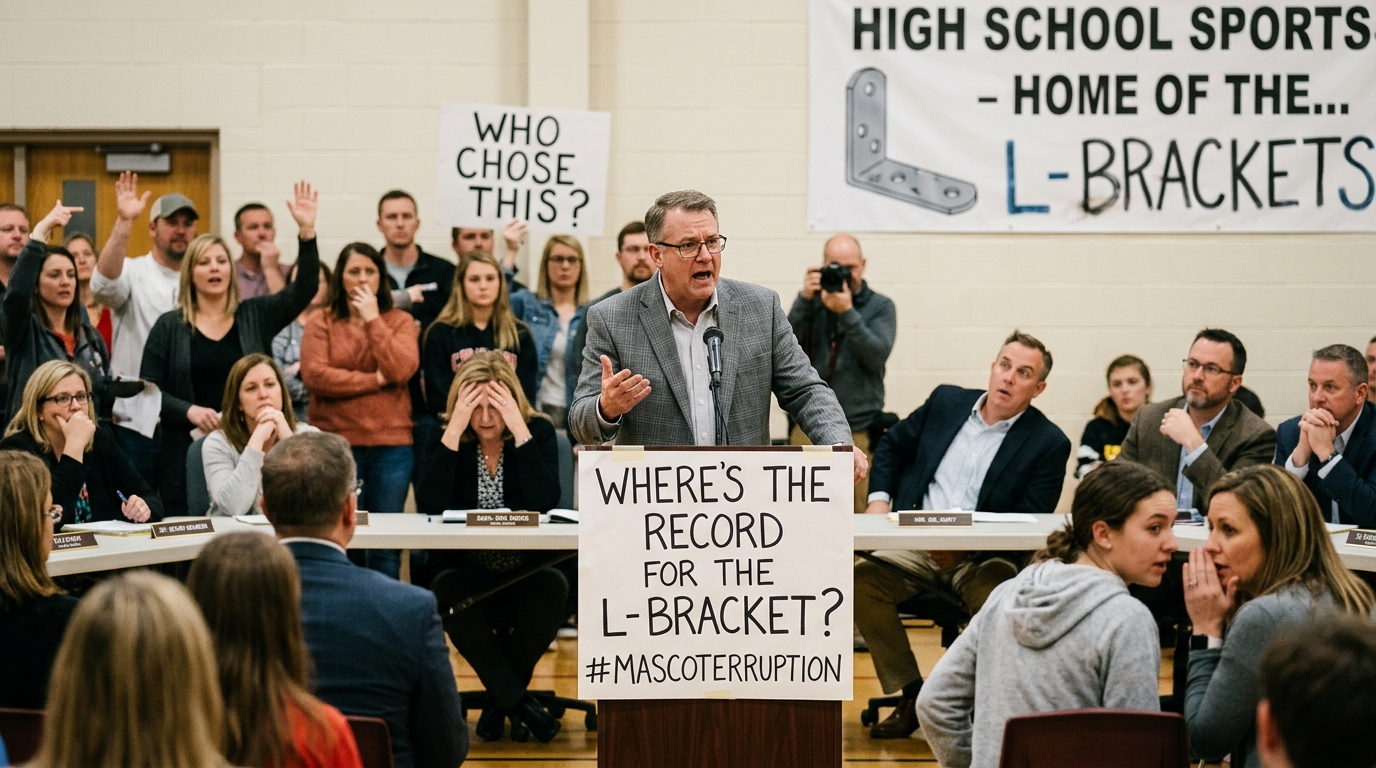 School Board Erupts Over Mascot Nobody Recalls Choosing — A routine budget hearing for Oakhaven High School sports uniforms reveals a total lack of historical record for the 'Fighting Brackets'