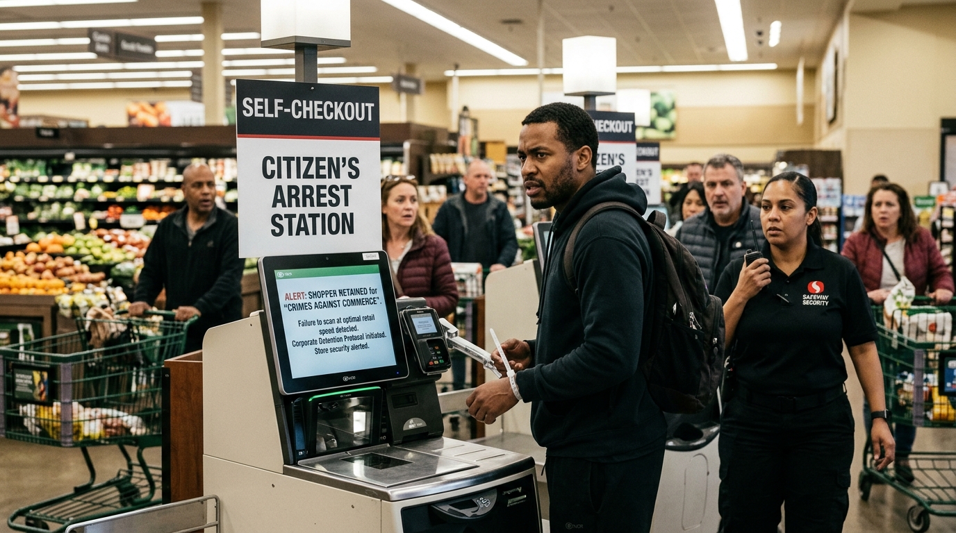 Self-Checkout Machine Places Shopper Under Citizen’s Arrest for Crimes Against Commerce — A Maryland supermarket's automated kiosk detained a shopper for 45 minutes following an unauthorized hesitation over a bunch of organic bananas.
