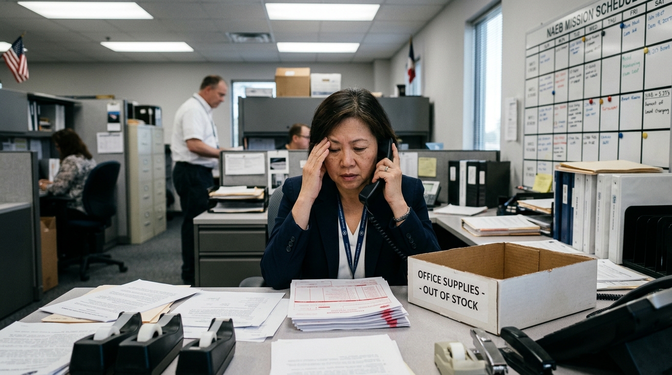 Federal Space Mission Indefinitely Postponed Due to $314 Office Supply Deficit — Rigid procurement software prevents launch team from acquiring the federal-grade three-ring binders required for pre-flight safety checklists
