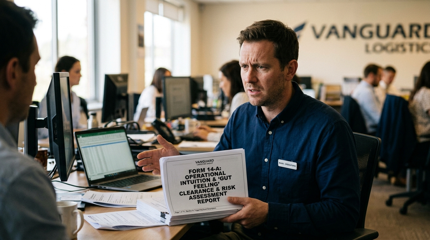 Vanguard Logistics Mandates 14-Page Approval Form for Employees Acting on 'Gut Feelings' — The new compliance framework requires staff to document the biological origin, duration, and historical accuracy of any intuitive hunch.